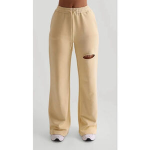 Women's MYOUTFITONLINE CUT-OUT WIDE LEG SWEATPANTS - SOFT YELLOW S